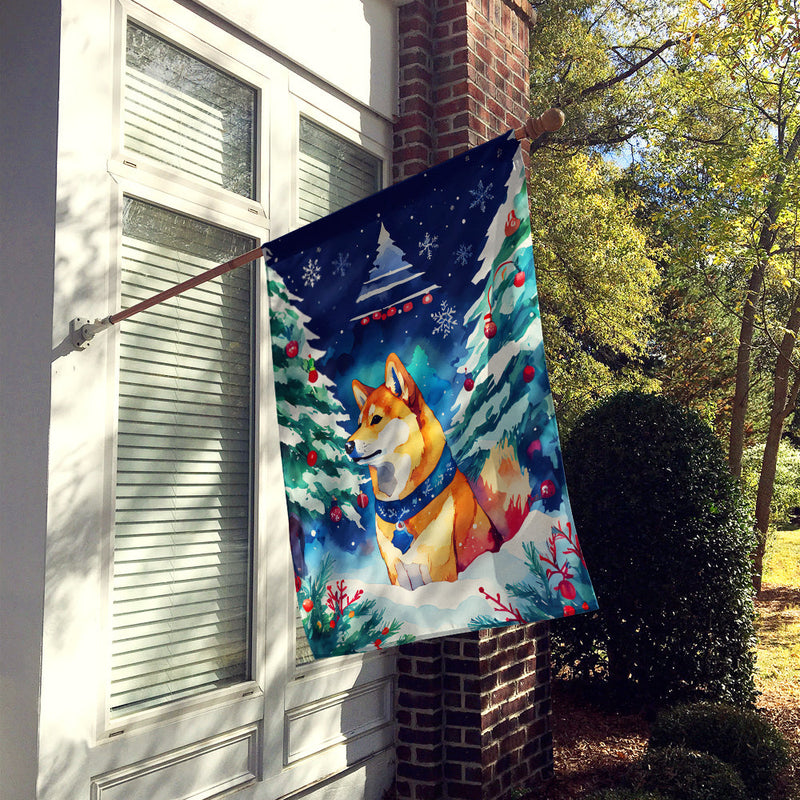 Shiba Inu Christmas House Flag