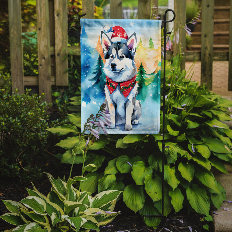 Siberian Husky Christmas Garden Flag