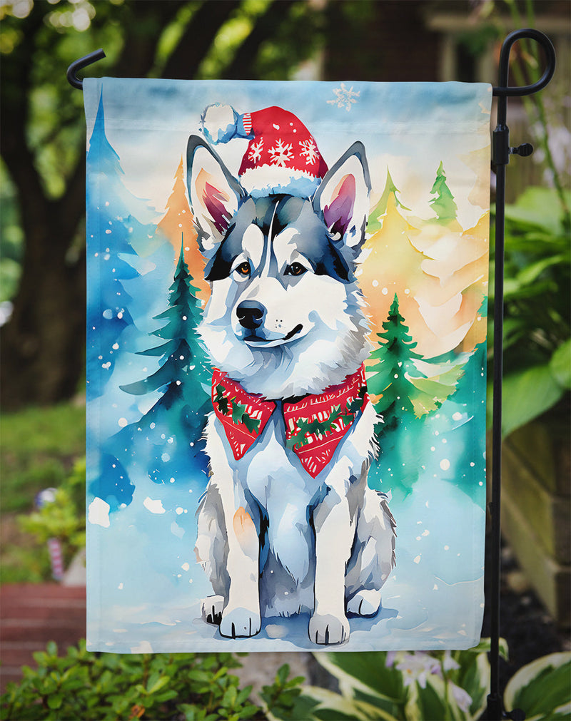 Siberian Husky Christmas Garden Flag