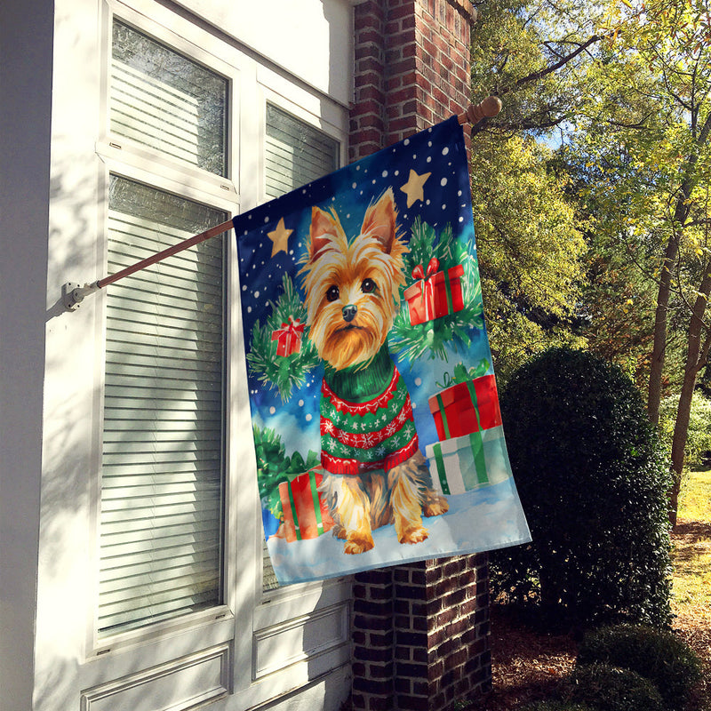 Yorkshire Terrier Yorkie Christmas House Flag