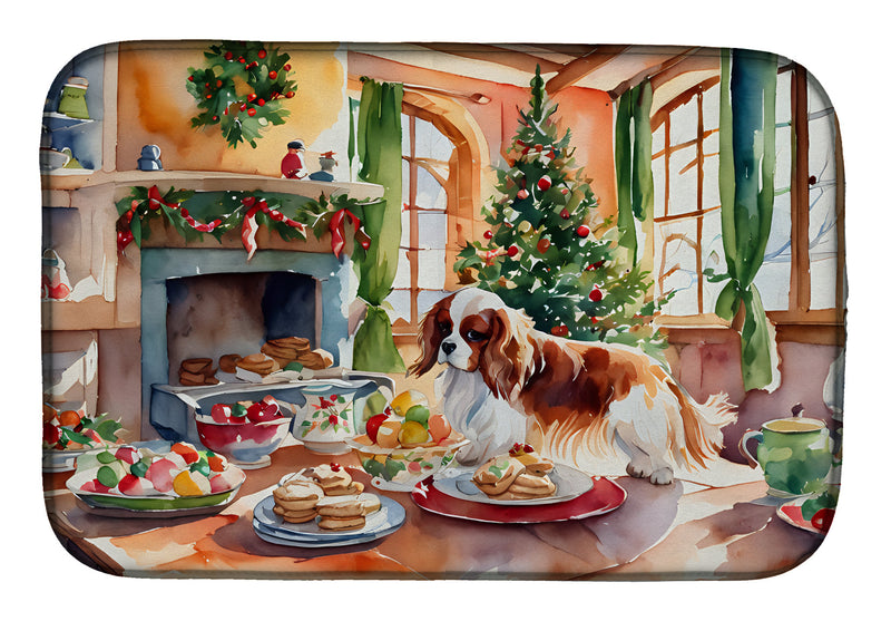 Cavalier Spaniel Christmas Cookies Dish Drying Mat