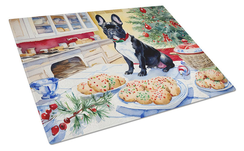 French Bulldog Christmas Cookies Glass Cutting Board