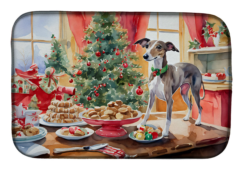 Italian Greyhound Christmas Cookies Dish Drying Mat