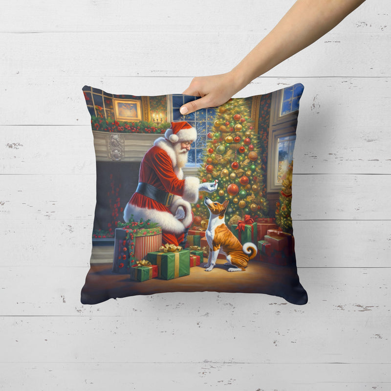 Basenji and Santa Claus Throw Pillow