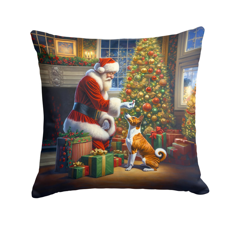 Basenji and Santa Claus Throw Pillow