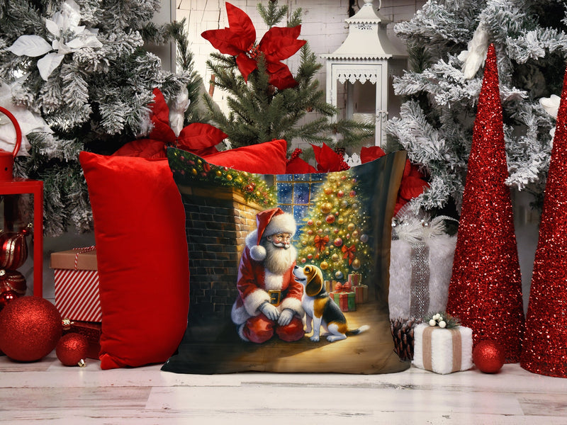 Beagle and Santa Claus Throw Pillow