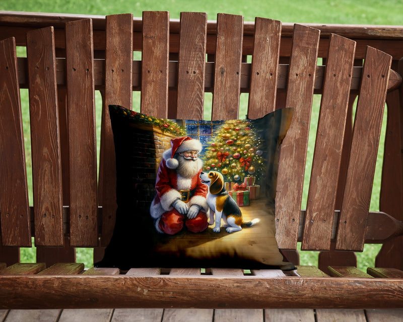 Beagle and Santa Claus Throw Pillow