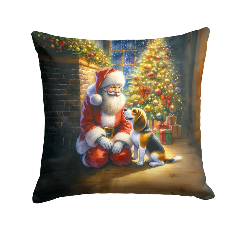 Beagle and Santa Claus Throw Pillow