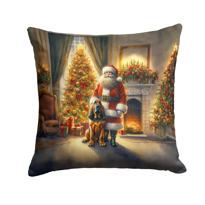 Bloodhound and Santa Claus Throw Pillow