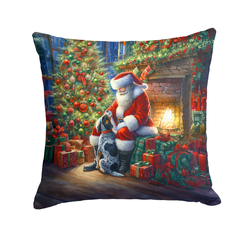 Bluetick Hound and Santa Claus Throw Pillow