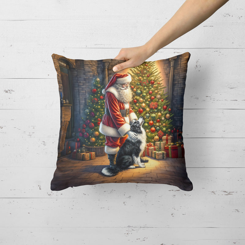 Border Collie and Santa Claus Throw Pillow