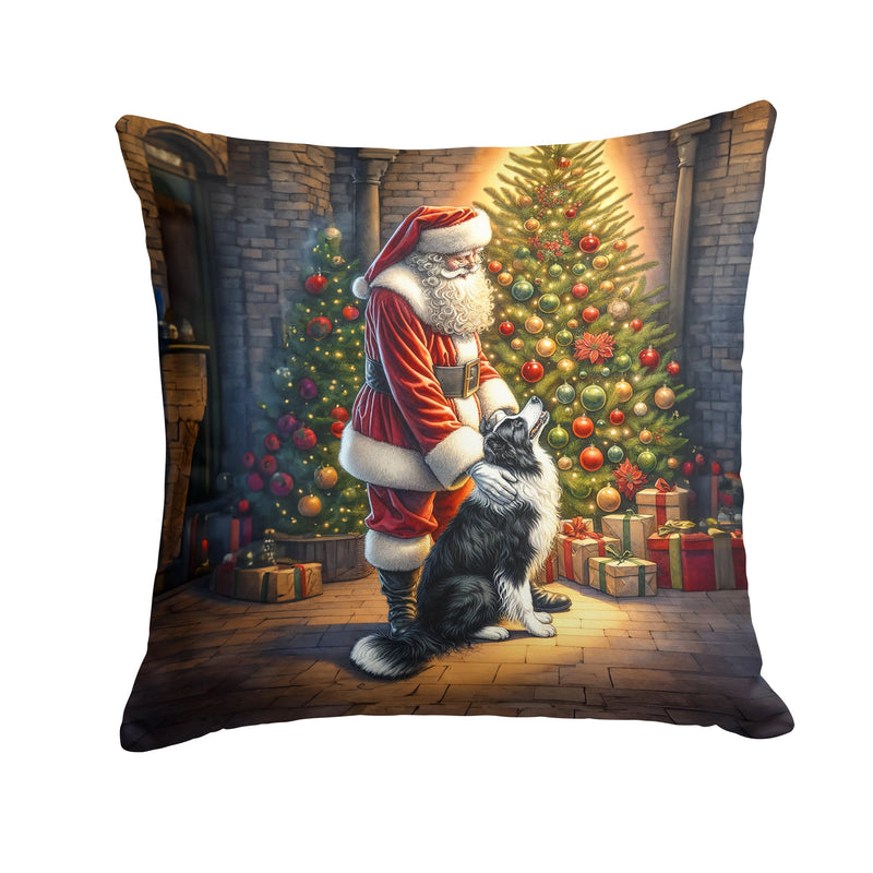 Border Collie and Santa Claus Throw Pillow