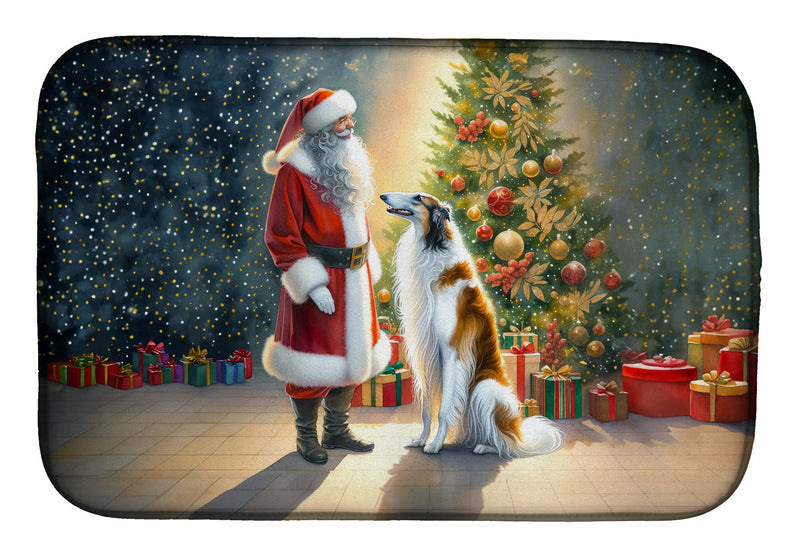 Borzoi and Santa Claus Dish Drying Mat