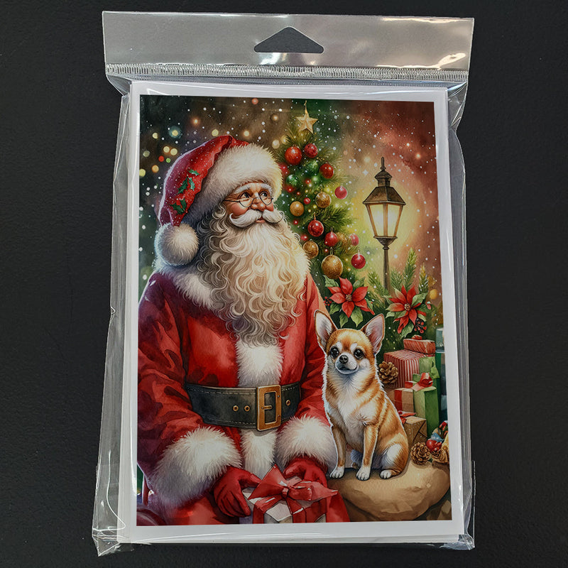 Chihuahua and Santa Claus Greeting Cards Pack of 8