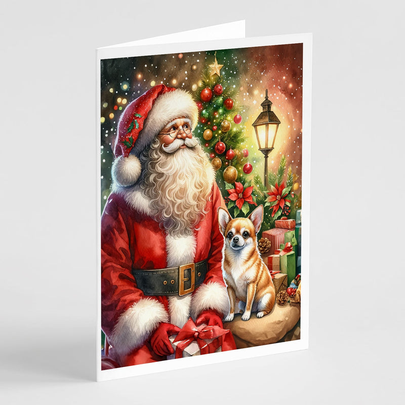 Chihuahua and Santa Claus Greeting Cards Pack of 8