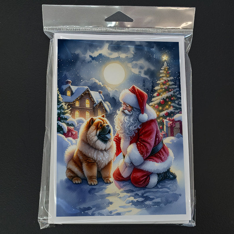 Chow Chow and Santa Claus Greeting Cards Pack of 8