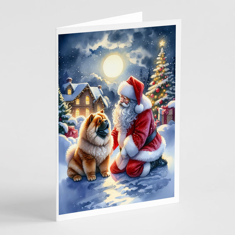 Chow Chow and Santa Claus Greeting Cards Pack of 8