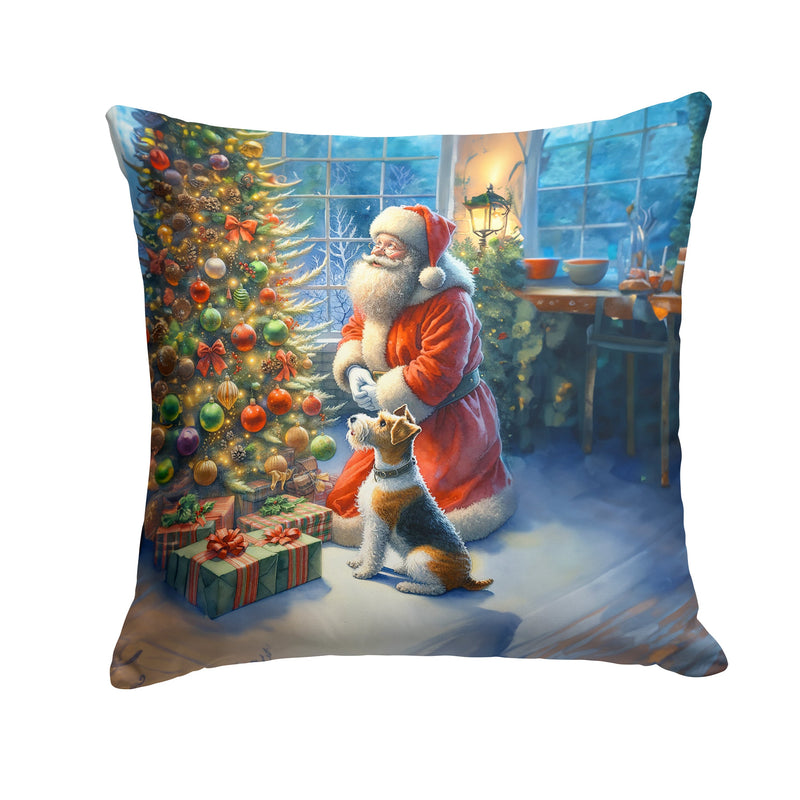 Fox Terrier and Santa Claus Throw Pillow