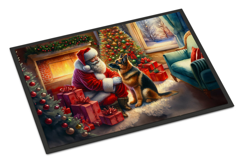 German Shepherd and Santa Claus Doormat