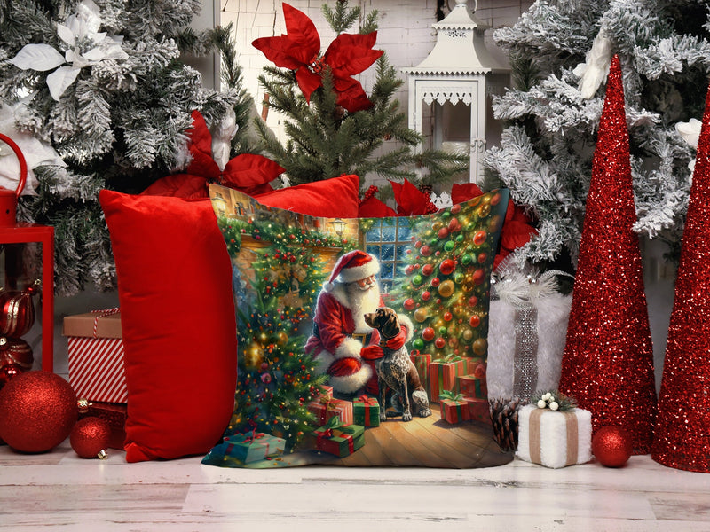 German Shorthaired Pointer and Santa Claus Throw Pillow