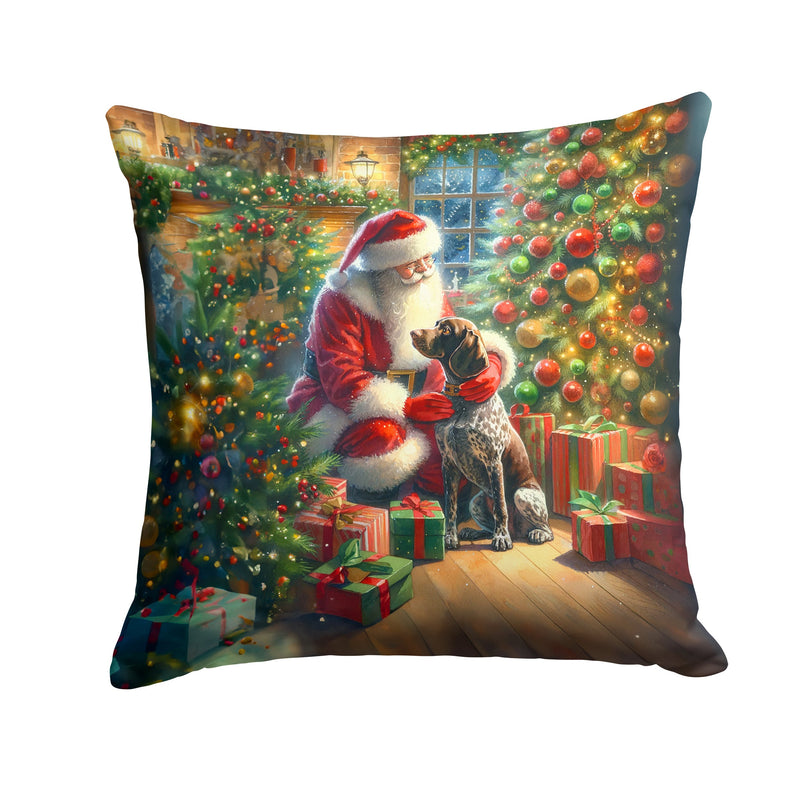 German Shorthaired Pointer and Santa Claus Throw Pillow