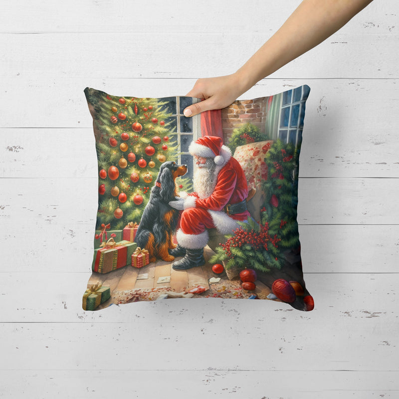 Gordon Setter and Santa Claus Throw Pillow