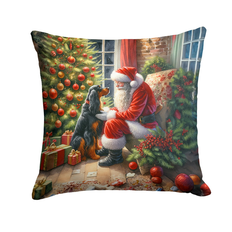 Gordon Setter and Santa Claus Throw Pillow