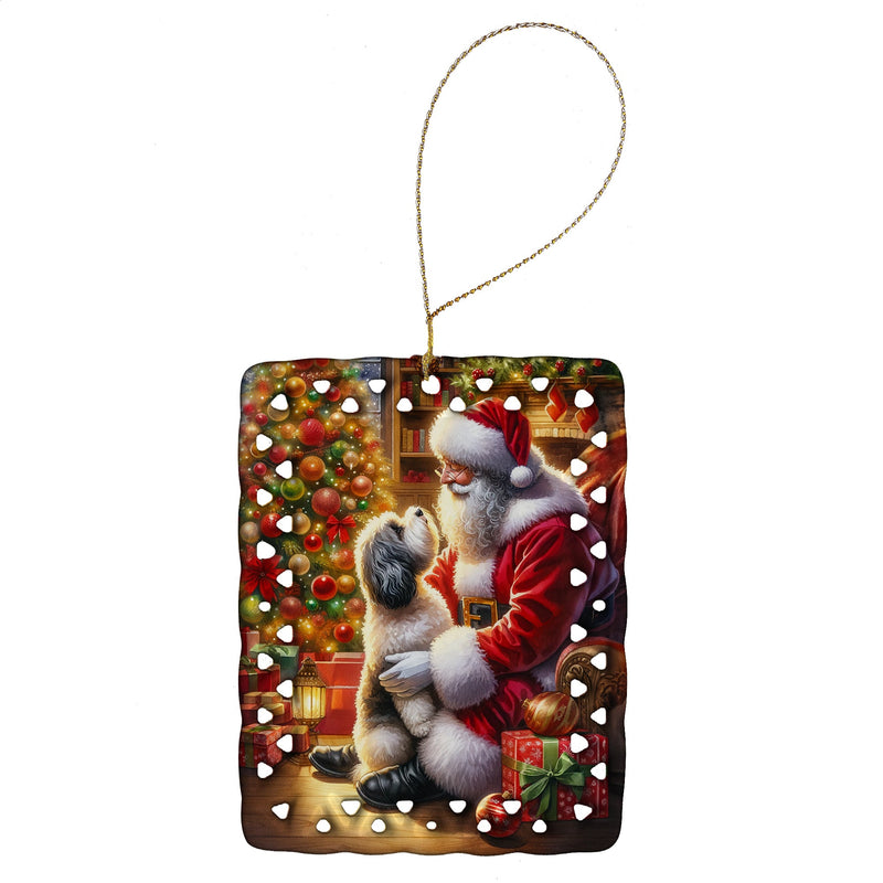 Havanese and Santa Claus Porcelain Ornament