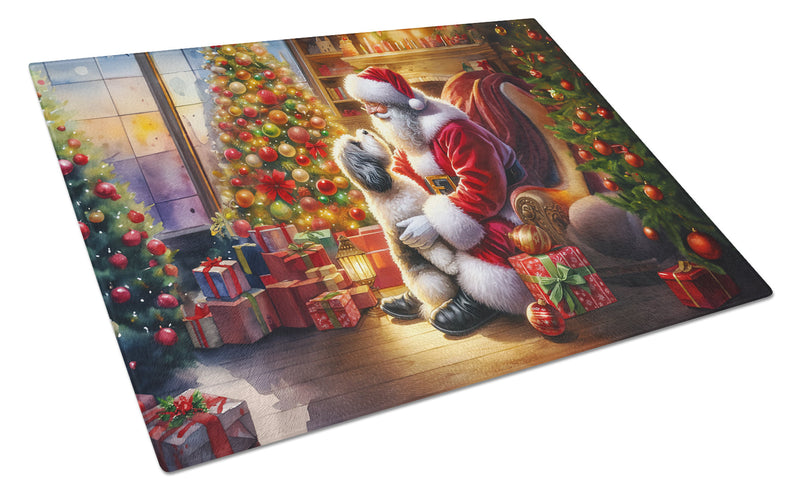 Havanese and Santa Claus Glass Cutting Board