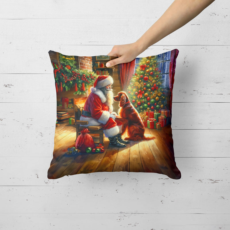 Irish Setter and Santa Claus Throw Pillow