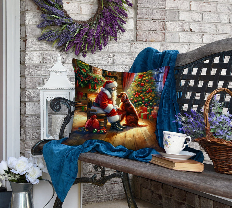 Irish Setter and Santa Claus Throw Pillow