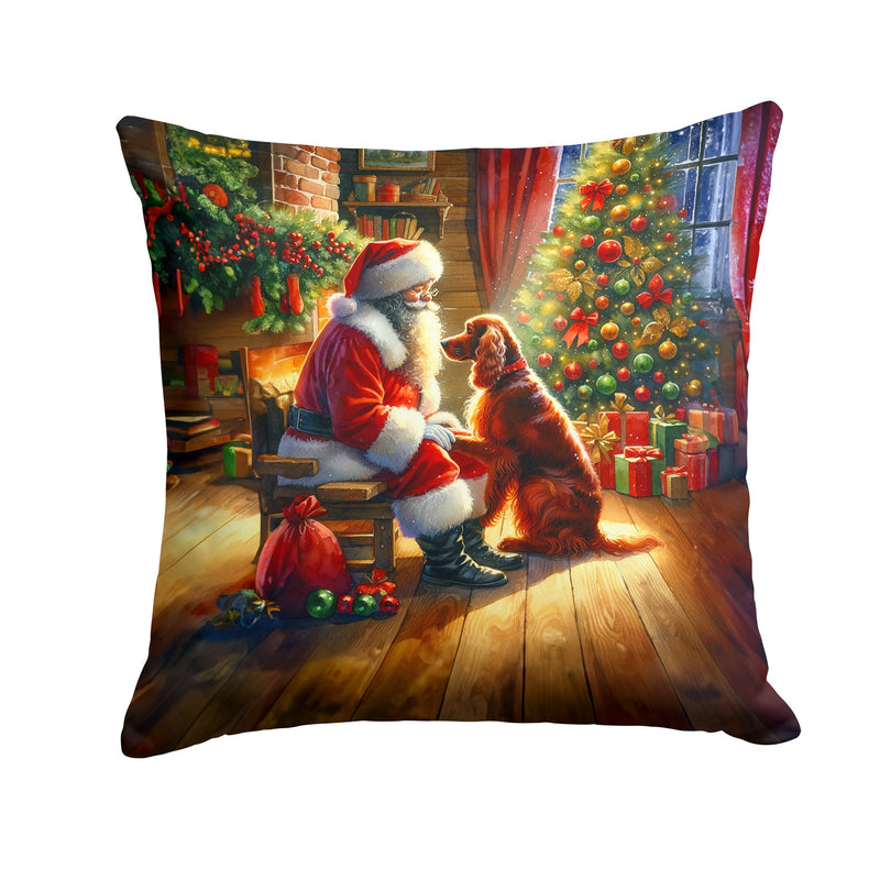 Irish Setter and Santa Claus Throw Pillow