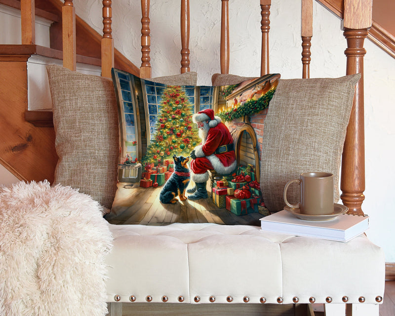 Lancashire Heeler and Santa Claus Throw Pillow