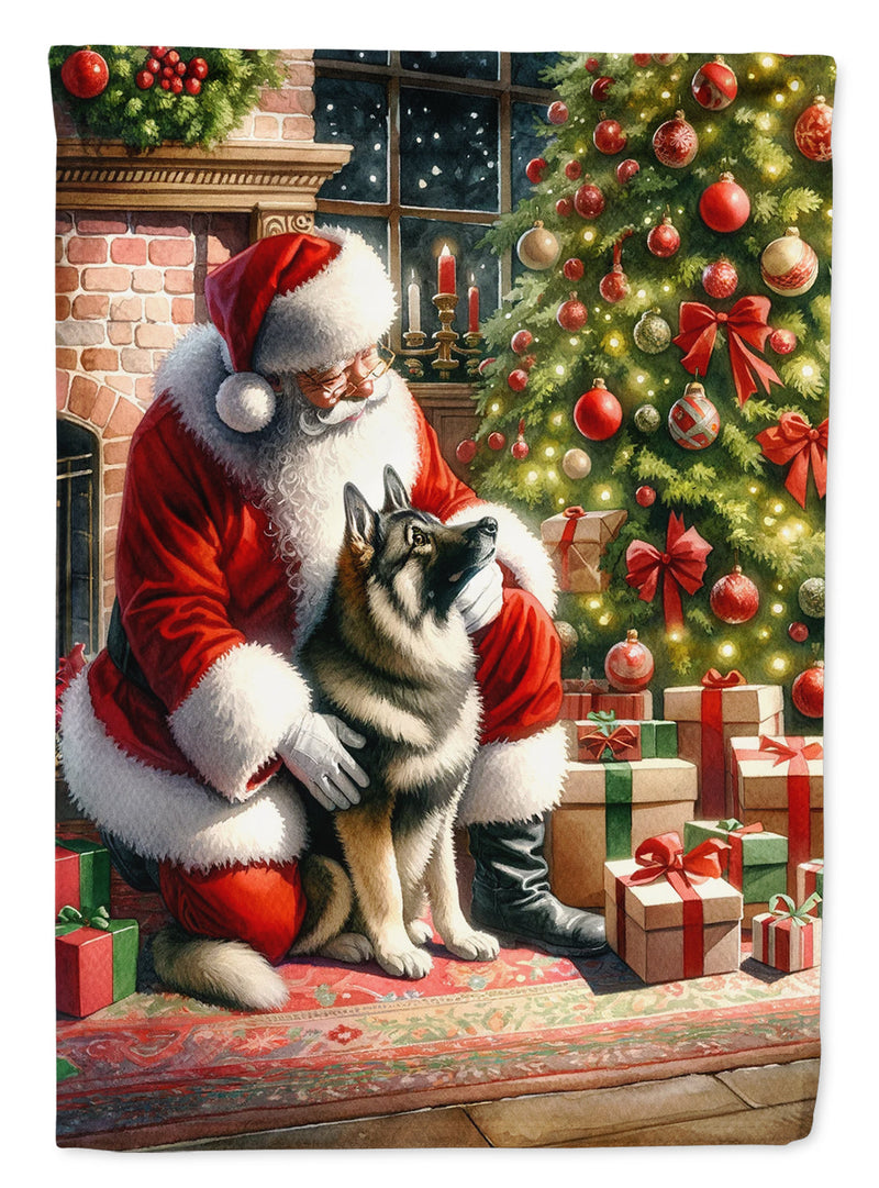 Norwegian Elkhound and Santa Claus Garden Flag