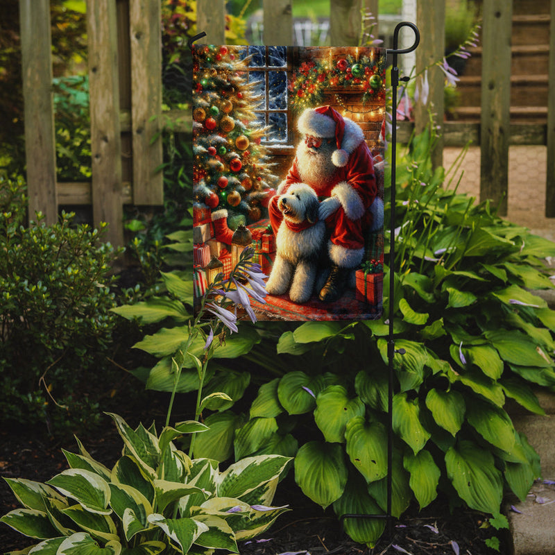 Old English Sheepdog and Santa Claus Garden Flag