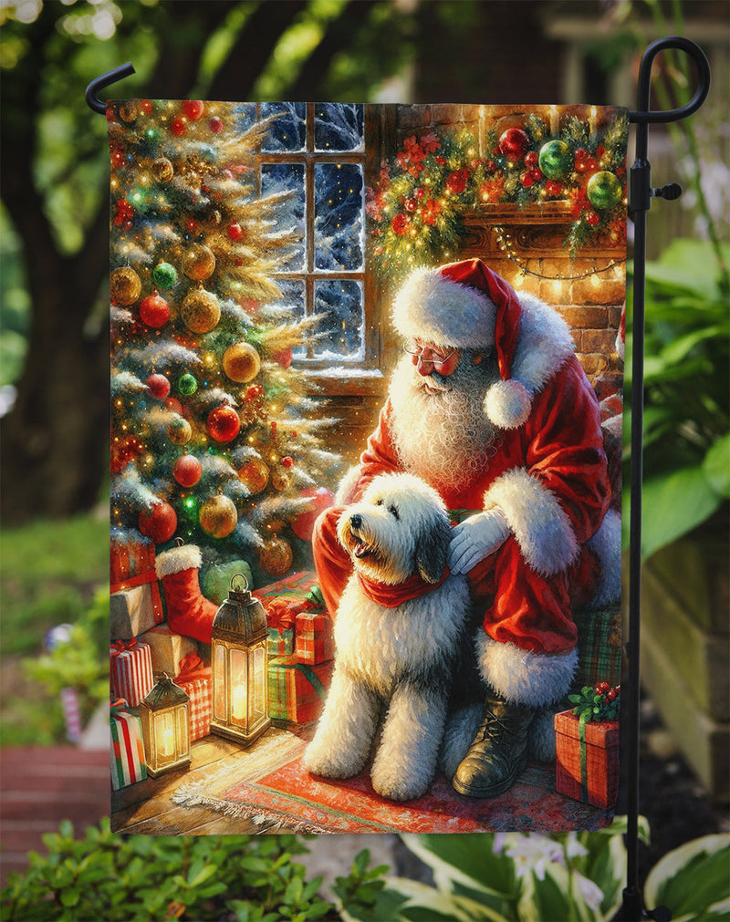 Old English Sheepdog and Santa Claus Garden Flag