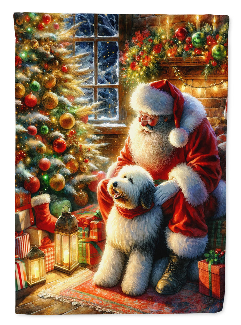 Old English Sheepdog and Santa Claus Garden Flag