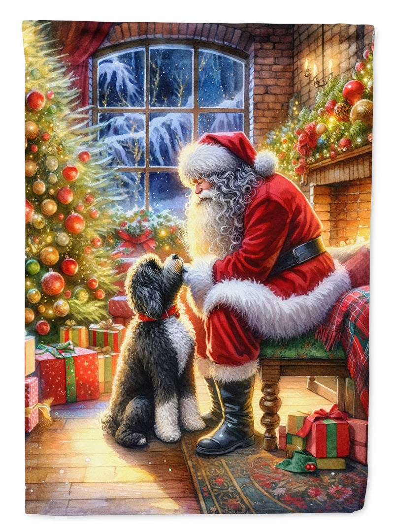 Portuguese Water Dog and Santa Claus House Flag