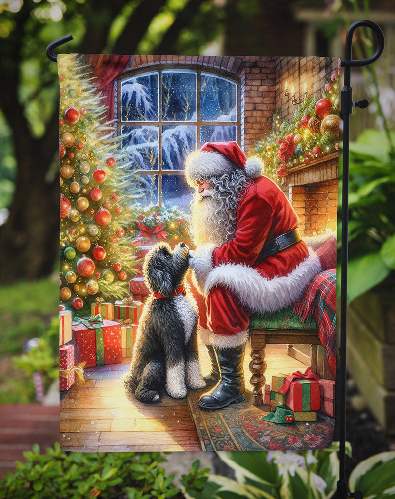 Portuguese Water Dog and Santa Claus Garden Flag