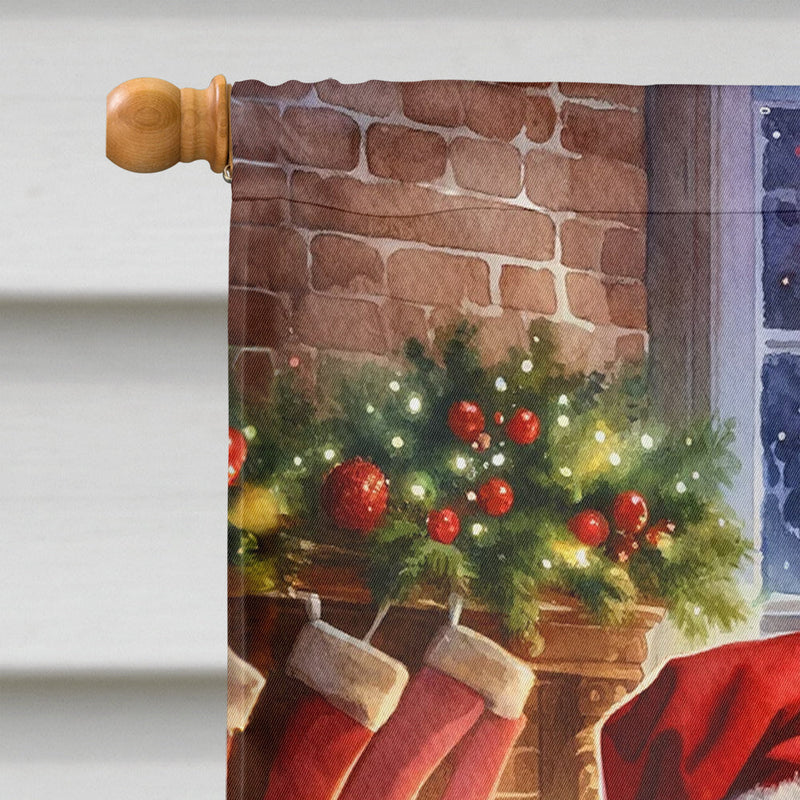 Rottweiler and Santa Claus House Flag