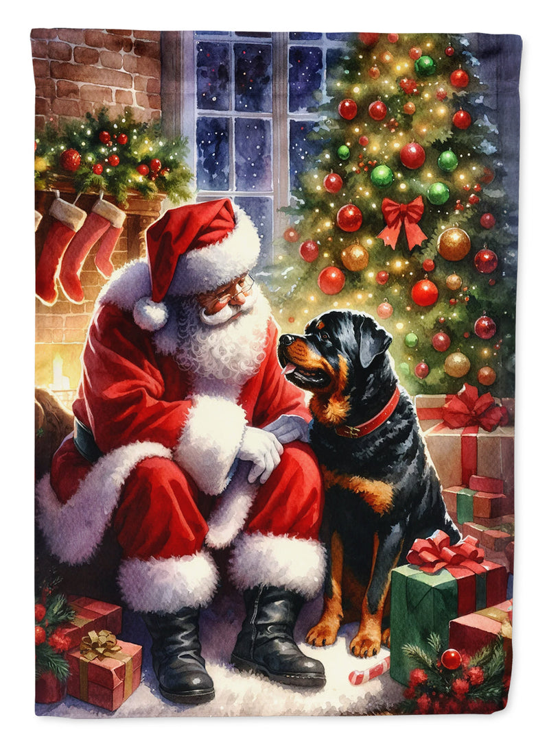 Rottweiler and Santa Claus House Flag