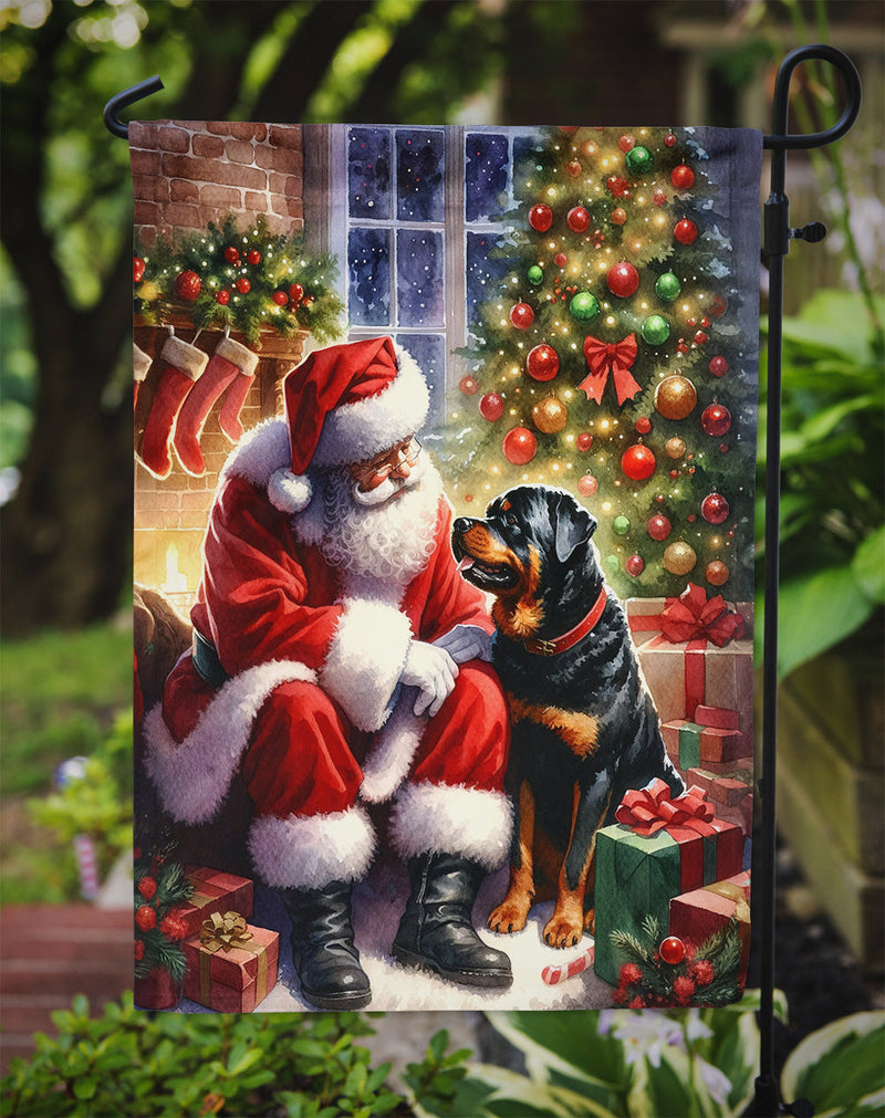 Rottweiler and Santa Claus Garden Flag