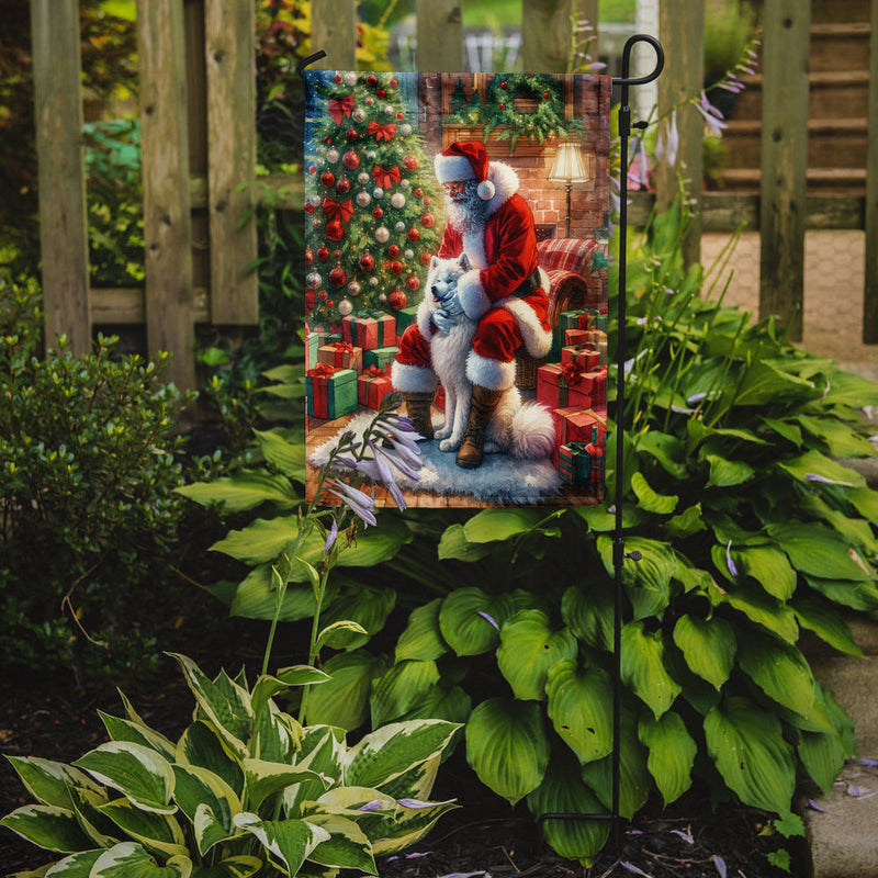 Samoyed and Santa Claus Garden Flag