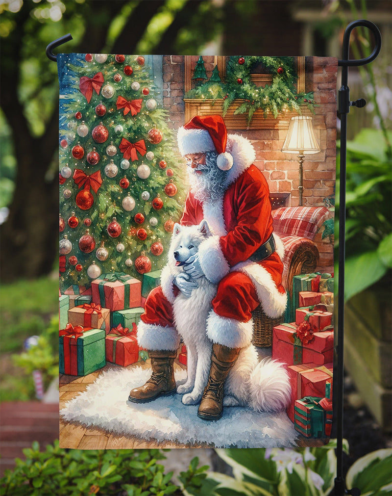 Samoyed and Santa Claus Garden Flag