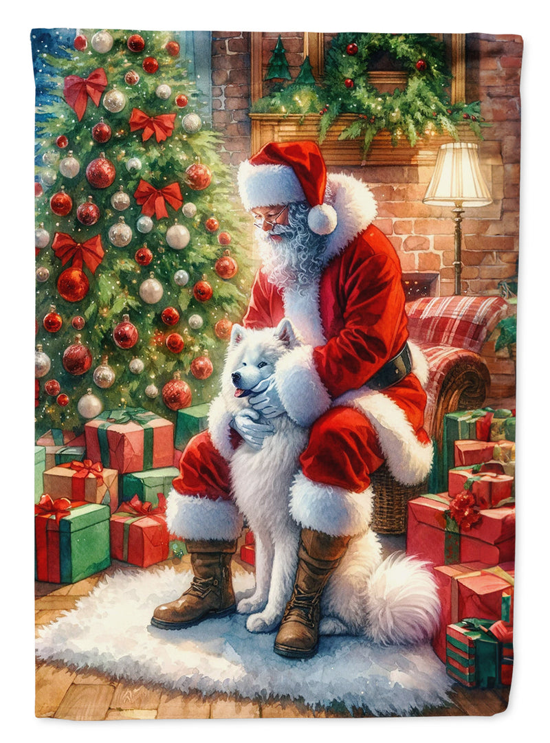 Samoyed and Santa Claus Garden Flag