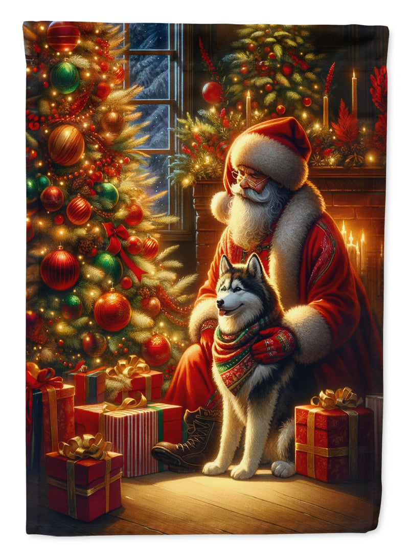 Siberian Husky and Santa Claus House Flag