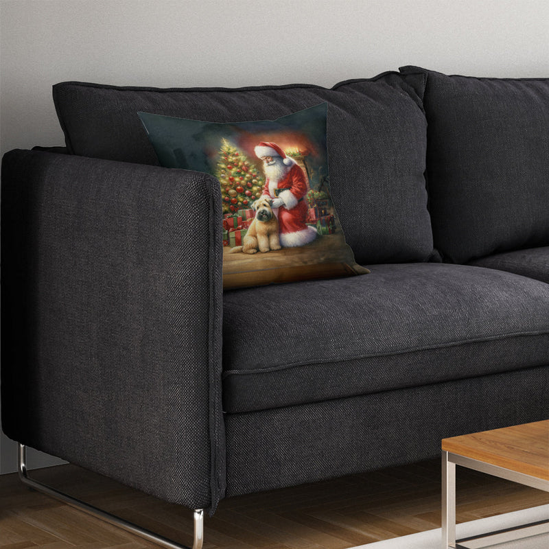 Wheaten Terrier and Santa Claus Throw Pillow