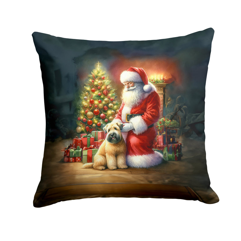 Wheaten Terrier and Santa Claus Throw Pillow