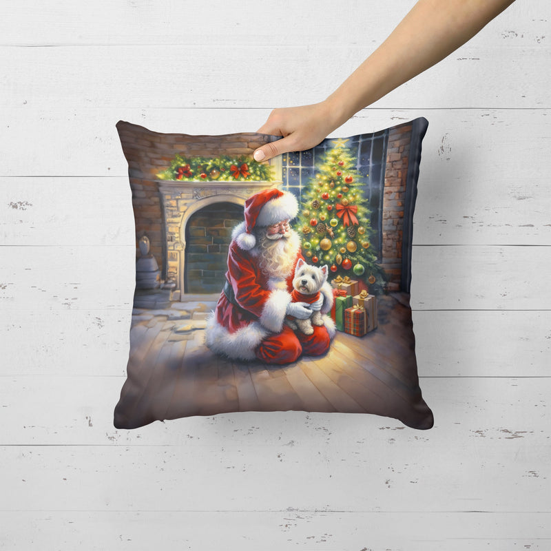 Westie and Santa Claus Throw Pillow