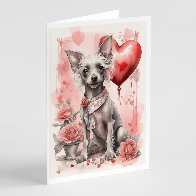 Chinese Crested Valentine Roses Greeting Cards Pack of 8